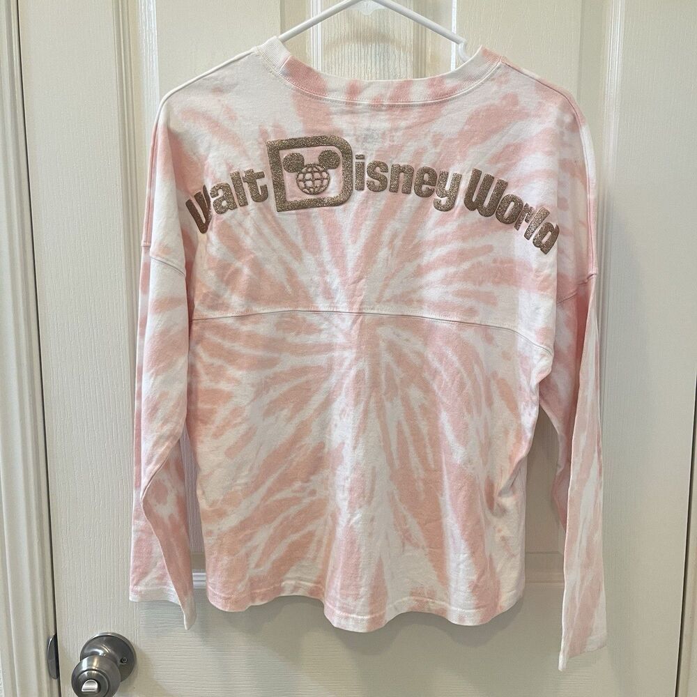 Disney Walt Disney World Pink Tie Dye Rose Gold Glitter Spirit Jersey Size XL